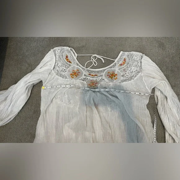 Free People White Long Sleeve Ruffled Blouse - Picture 5 of 5